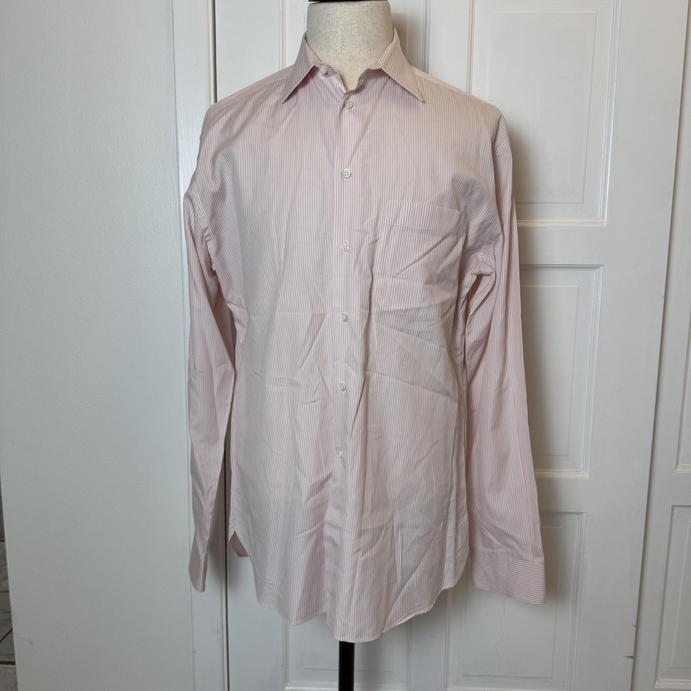 Armani Collezioni Shirt Mens Large 16.5 Stripe Dress‎ Classic Made Italy